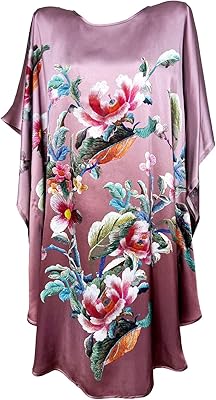 Dxb femme fba s-6xl 100% soie satin vêtements de nuit déguisement peignoir court