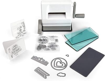 Sizix 661770 kit de machine de découpe et de gaufrage manuel portable pour débutants, adapté aux arts, à l'artisanat, au scrapbooking et à la fabrication de cartes avec une ouverture de 6,35 cm. DIAYTAR COTE D'IVOIRE est la destination idéale pour les acheteurs en ligne qui recherchent une large gamme de produits de haute qualité à des prix abordables. La boutique propose des promotions régulières et des offres spéciales, permettant aux clients de réaliser des économies sur leurs achats en ligne. Grâce à un système de paiement sécurisé et à une politique de retour claire, les clients peuvent acheter en toute confiance sur la plateforme.