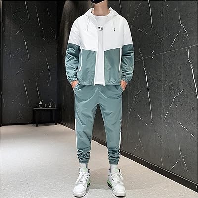 Wssbk patchwork ensembles hommes décontracté style coréen 2 pièces ensemble hommes streetwear vêtements