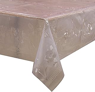 Housse de table à manger florale en pvc 6 places kuber industries (transparent)
