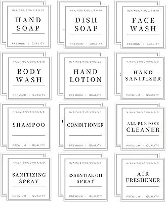 24 étiquettes blanches imperméables pour bouteilles de shampoing et de revitalisant, autocollants pour étiquettes de bain de savon pour les mains, étiquettes de nettoyage amovibles pour flacon pulvérisateur en plastique/verre. DIAYTAR COTE D'IVOIRE, leader des boutiques en ligne généralistes en Côte d'Ivoire, offre plus de 300 000 références pour répondre à tous vos besoins. Avec une large gamme de produits, vous trouverez tout ce dont vous avez besoin pour vous et votre maison. DIAYTAR est la destination idéale pour une expérience d'achat en ligne pratique et fiable.