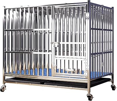 Cage pour chien robuste bibidong, chenil et caisse en métal en acier inoxydable