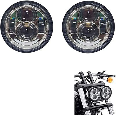 Phare led fat bob 465 pouces chromé avec halo blanc pour moto harley
