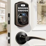 Serrure de porte à empreintes digitales avec 2 poignées à levier, serrure