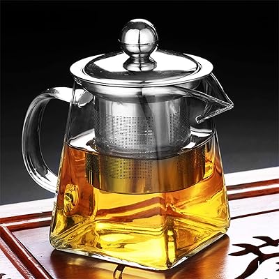 Théière en verre, bouilloire à thé en verre borosilicate pour thé en vrac