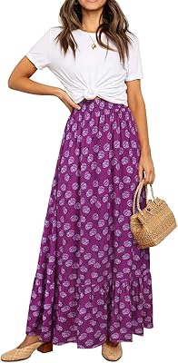 Été taille haute taille haute bohème décontracté plissé une ligne longue jupe longue