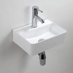 Lavabo suspendu, petit lavabo rectangulaire en céramique, lavabo à droite