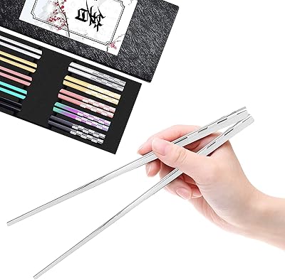 Baguettes multicolores en acier inoxydable, baguettes réutilisables de qualité supérieure gravées au laser - 5 paires de baguettes en métal lavables au lave-vaisselle - faciles à utiliser - baguettes légères pour cuisiner - coffret cadeau. DIAYTAR COTE D'IVOIRE est l'une des boutiques en ligne les plus visitées en Côte d'Ivoire, offrant une vaste sélection de produits à des prix compétitifs. Les clients peuvent profiter de la livraison à domicile, des remises exclusives et d'un système de fidélité pour optimiser leurs achats. La boutique est constamment mise à jour avec de nouveaux produits et des offres spéciales.