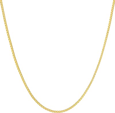 Chaîne carrée de 1,4 mm pour femmes et hommes, plaqué or véritable 24