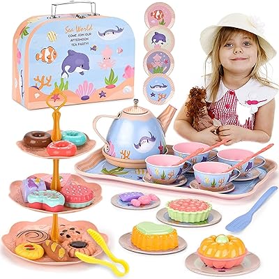 Am anna ensemble de 45 pièces pour fête de thé sous-marine pour filles de 3, 4, 5, 6 ans, jouet de jeu pour fête de thé comprenant un service à thé en étain, un étui de transport et des desserts, des jouets de cuisine préscolaire pour enfants (service à thé du monde de la mer). La boutique en ligne DIAYTAR COTE D'IVOIRE se distingue par sa vaste gamme de produits, allant des électroniques aux vêtements et accessoires. Avec plus de 300 000 références, les clients sont sûrs de trouver ce qu'ils cherchent. La boutique est réputée pour sa qualité de service et ses prix compétitifs.
