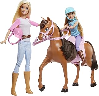 Barbie - ensemble de jeu cheval et selle stacie sisters avec combinaison d'équitation