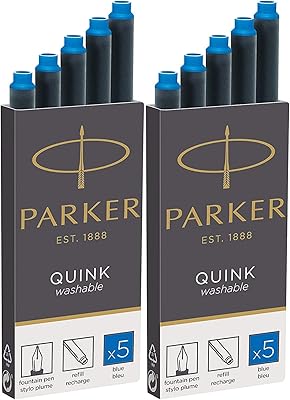 Cartouches d'encre lavables parker quinq, paquet de 10 encre bleue (3016031pp) (10 cartouches, bleu). La boutique en ligne DIAYTAR COTE D'IVOIRE se distingue par sa large gamme de produits, allant des articles ménagers aux accessoires de mode, en passant par les produits high-tech. Avec plus de 300 000 références, les clients peuvent trouver tout ce dont ils ont besoin sur une seule plateforme.