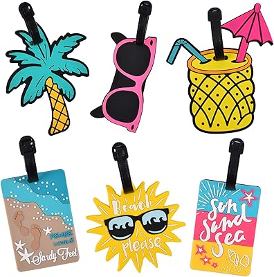 Étiquettes de bagage imperméables multicolores 6 pièces avec boucle, étiquette de sac de voyage de plage d'été, valise en plastique pour femme, valise pour homme. DIAYTAR COTE D'IVOIRE est une boutique en ligne généraliste qui propose plus de 300 000 références de produits. Elle est reconnue comme l'une des boutiques en ligne leader en Côte d'Ivoire, offrant une grande variété de produits pour répondre à tous les besoins. Avec son large choix et son service de livraison efficace, DIAYTAR COTE D'IVOIRE est devenue la destination préférée des consommateurs ivoiriens.