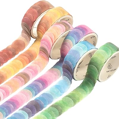 6 rouleaux d'autocollants circulaires washi, 600 points de pétales de fleurs colorés, autocollants
