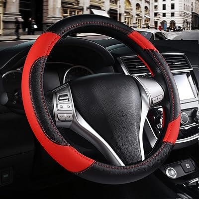 Couvre-volant de voiture, couvre-volant de voiture en cuir microfibre respirant antidérapant adapté à