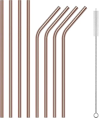 Pailles en métal en acier inoxydable, lot de 8 gobelets réutilisables