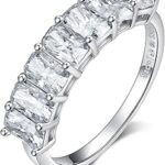 Bague de fiançailles moissanite 3,5 carats pour femme, 7 pierres en argent sterling