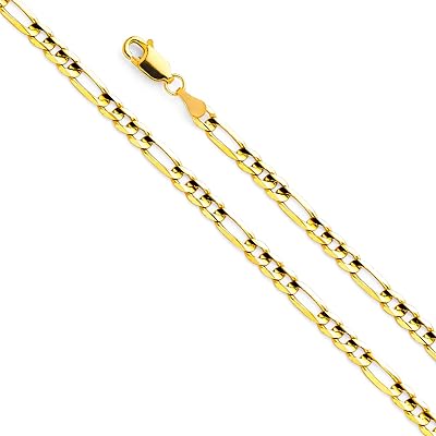 Collier chaîne figaro 4 mm pour homme en or jaune véritable 14 carats