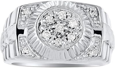 Bague homme diamant en or jaune ou blanc 14 carats, bague style rolex