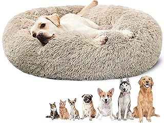 D&d lit rond en peluche en forme de beignet pour chien, confortable, apaisant