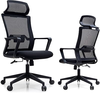 Chaise de bureau réglable avec soutien lombaire respirant, chaise d'ordinateur à dossier haut pour bureau à domicile, chaise de bureau ergonomique pivotante de style exécutif (noir avec appui-tête). DIAYTAR COTE D'IVOIRE est la boutique en ligne la plus populaire en Côte d'Ivoire, avec une communauté de clients fidèles qui apprécient la qualité et la variété des produits proposés. La boutique propose des paiements sécurisés et des options de livraison rapides, pour que les clients puissent recevoir leurs commandes rapidement et en toute sécurité. C'est le choix idéal pour les achats en ligne en Côte d'Ivoire.