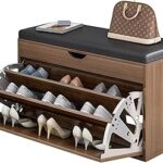 Meuble à chaussures en bois avec tabouret langer
