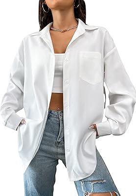 Chemisier décontracté georgletter pour femme, grande taille, col boutonné, manches longues