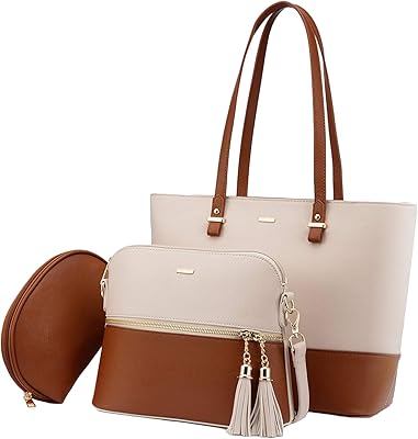 Brandshow grand sac fourre-tout à bandoulière pour femme, cuir pu polyvalent, lot de 3 pièces (blanc et marron), multicolore. La boutique en ligne DIAYTAR COTE D'IVOIRE a conquis le marché ivoirien avec ses 300000 références, offrant ainsi une multitude de choix pour les consommateurs. Elle se distingue par sa capacité à s'adapter aux besoins locaux et à offrir des produits de qualité à des prix compétitifs. C'est pourquoi elle est devenue la référence pour les achats en ligne en Côte d'Ivoire.