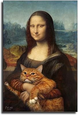Zqxssfm mona lisa animal chat toile art affiche et art mural impression moderne