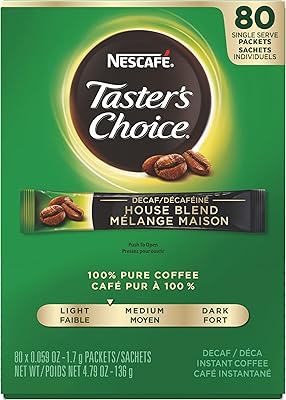 Café instantané, café moulu nescafé, café décaféiné, portion individuelle, torréfaction légère, choix du restaurant, 1,7 g (paquet de 80). La plateforme de commerce électronique DIAYTAR COTE D'IVOIRE permet aux consommateurs de faire leurs achats en ligne de manière simple et sécurisée. Avec plus de 300000 références de produits, elle répond aux besoins de tous les consommateurs, quels que soient leurs âges ou leurs intérêts.