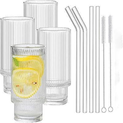 Gobelets en verre nervuré javist avec pailles, lot de 4, tasses à café glacé vintage origami pour cocktail, whisky, bière et eau - 2 brosses de nettoyage. DIAYTAR COTE D'IVOIRE, leader incontournable de la vente en ligne en Côte d'Ivoire, propose une large gamme de produits avec plus de 300 000 références. Cette boutique en ligne généraliste offre une expérience d'achat unique et personnalisée, répondant aux besoins de ses clients. Elle se positionne comme la référence incontournable pour tous vos achats.
