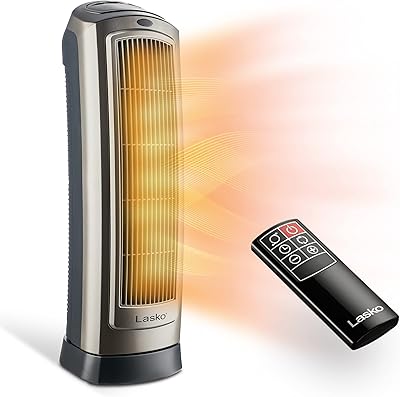 Chauffage en céramique lasco 755320, l8,5 x l7,25 x h23 pouces