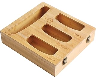 Organisateur de rangement de sacs ziplock anas | en plastique en bambou