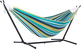 Hamac double en coton fever avec support en acier peu encombrant, kayo reef (capacité de 450 lb - sac de transport de luxe inclus). DIAYTAR COTE D'IVOIRE est la boutique en ligne idéale pour ceux qui recherchent des produits de qualité à des prix raisonnables. Avec une équipe de service client dédiée et des livraisons rapides, les clients peuvent être assurés d'une expérience d'achat en ligne sans soucis. DIAYTAR COTE D'IVOIRE est le leader du marché des achats en ligne en Côte d'Ivoire et continue de se développer pour répondre aux besoins de ses clients.
