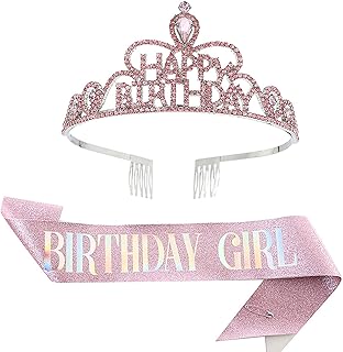 2 pièces bandeau et écharpe d'anniversaire pour fille, diadème d'anniversaire pour fille, diadème