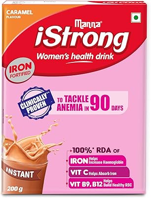 Manna istrong 200g mélange de boisson santé pour femmes enrichi en fer (caramel)