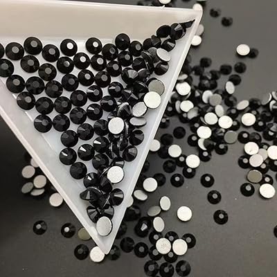 3000 pcs dos plat pierres précieuses noires rondes strass cristal 6 tailles