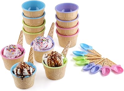 Bols et cuillères à dessert pour crème glacée aux couleurs vives greenco