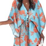 Robe d'été décontractée pour femme avec col en v, imprimé floral, manches amples