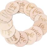Cartes d'annonce mensuelles en bois stobock pour photographie et baby shower, 14 pièces
