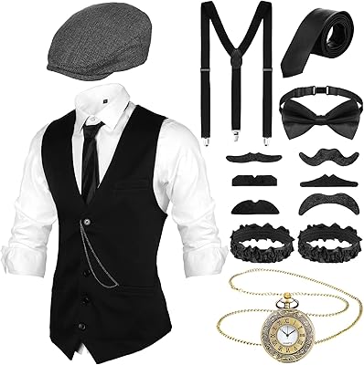 Ensemble d'accessoires de costume pour hommes des années 1920 accessoires gangster