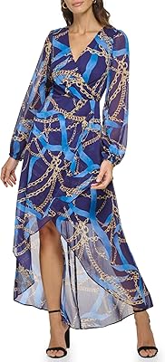 Robe longue en mousseline à manches longues et imprimé foulard pour femme