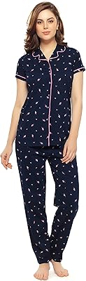 Chemise de nuit en coton imprimé coeur pour femme avec ensemble chemise