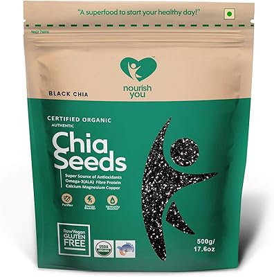 Nourish you graines de chia noires biologiques 500 grammes, perte de poids, superaliments, antioxydants. La boutique en ligne DIAYTAR COTE D'IVOIRE se distingue par son engagement envers la satisfaction de ses clients. Elle propose une gamme étendue de produits, des conseils d'achat pertinents et un support client dédié. La boutique est accessible 24h/24 et 7j/7, permettant aux clients de faire leurs achats à tout moment et de profiter de promotions exclusives en ligne.