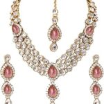 Ensemble de bijoux collier de mariage en pierre kundan plaqué or 18 carats