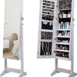 Armoire à bijoux verrouillable avec miroir complet et grande commode en bois