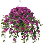 Panier de fleurs artificielles à suspendre avec fleurs de vigne de bougainvilliers
