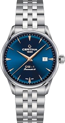 Montre automatique suisse certina ds1 powermatic 80, argent et bleu, argent et bleu
