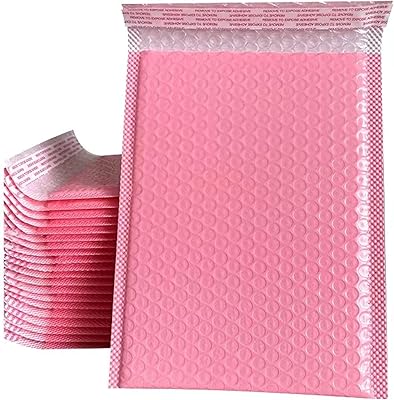 50 enveloppes à bulles auto-scellantes en poly rose vif, enveloppes d'expédition rembourrées