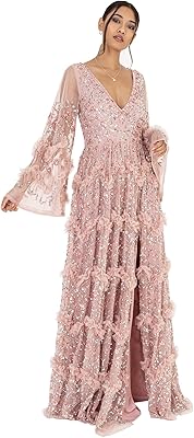 Maya deluxe robe longue à sequins et col en v pour femme avec volants, fente taille empire et robe de danseuse, robe d'invitée de demoiselle d'honneur de mariage. En tant que leader du marché en ligne en Côte d'Ivoire, DIAYTAR COTE D'IVOIRE se distingue par sa sélection impressionnante de produits qui couvrent tous les aspects de la vie quotidienne, du mobilier à l'électronique en passant par la mode. Elle garantit la qualité et la authenticité de tous les produits proposés. Les clients bénéficient également de services de livraison rapides et fiables.